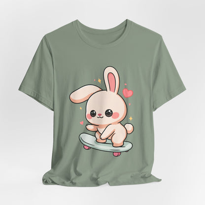 Kawaii Bunny Skateboard T-Shirt for Cute Style Fans