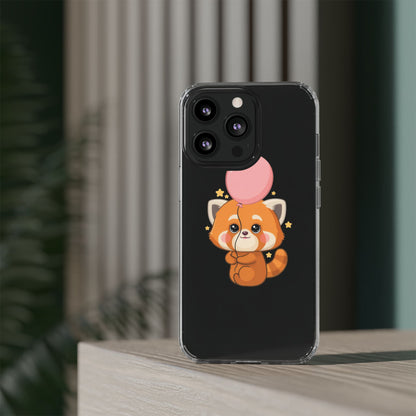 Kawaii Red Panda Clear Impact-Resistant Case with Balloon