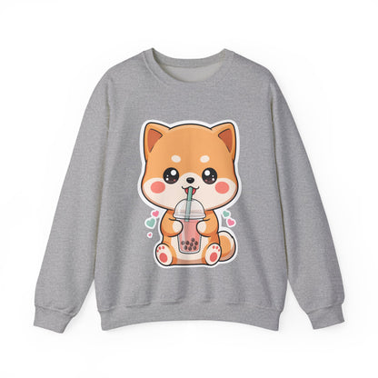 Kawaii Shiba Inu Bubble Tea Sweatshirt, Cute Dog Gift