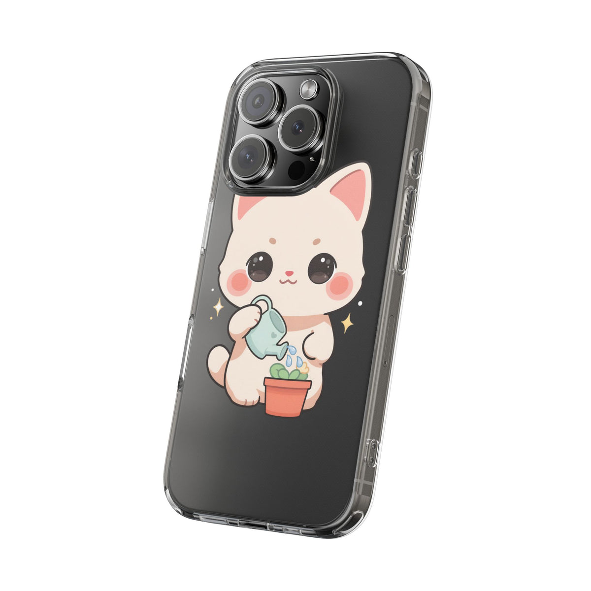 Kawaii Cat Phone Case, Cute Plant Lover Gift