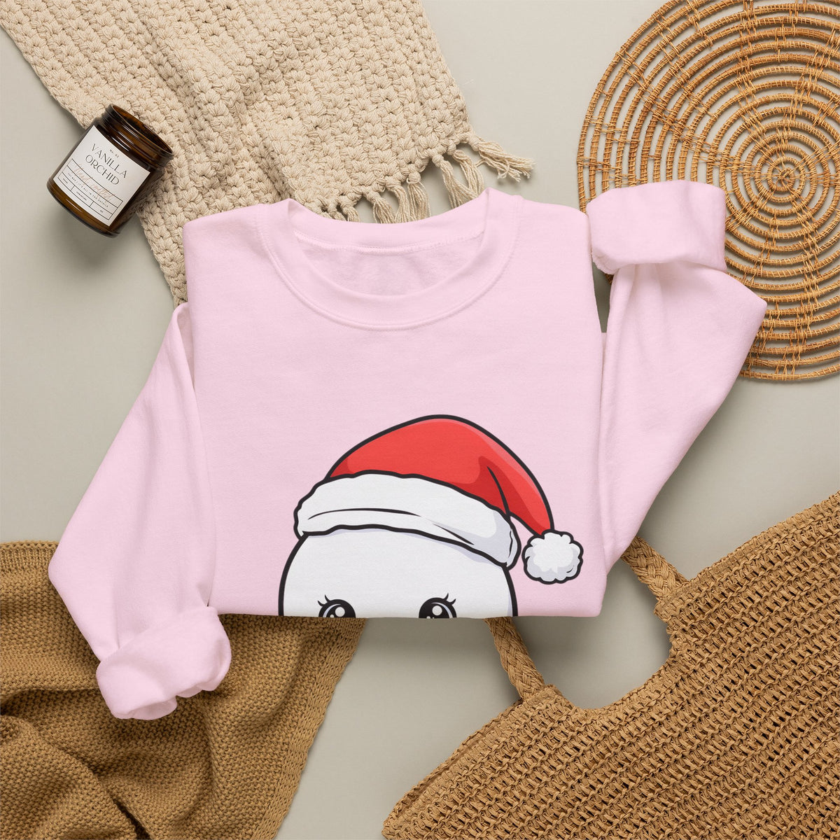 Kawaii Snowman Christmas Sweatshirt, Cute Holiday Gift