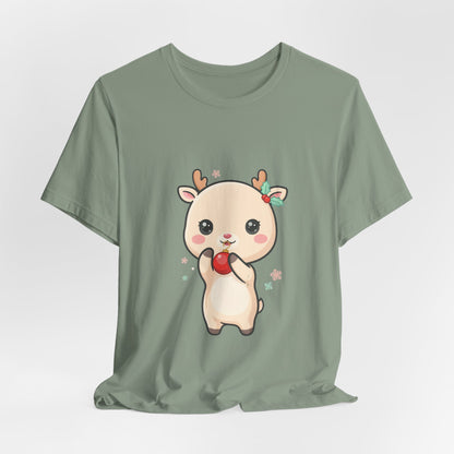 Kawaii Reindeer Christmas T-Shirt for Cute Holiday Style