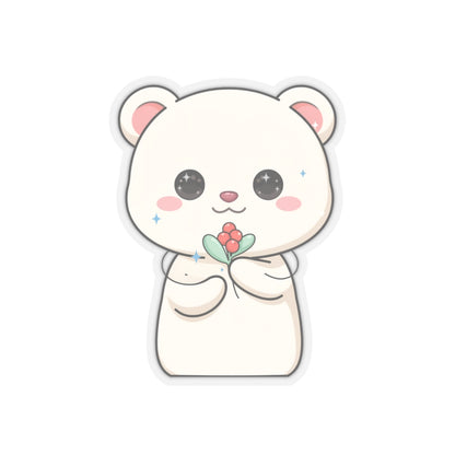 Kawaii Christmas Polar Bear Sticker with Mistletoe