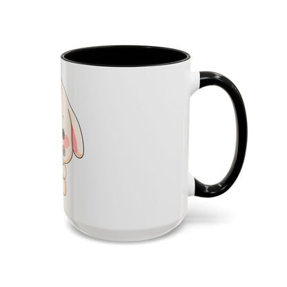 Kawaii Bunny Accent Coffee Mug, Cute Ice Cream Rabbit