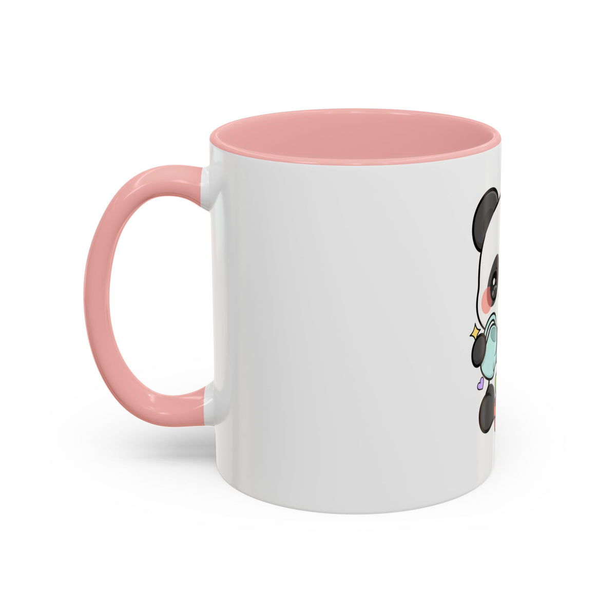 Kawaii Panda Accent Coffee Mug, Cute Plant Lover Gift