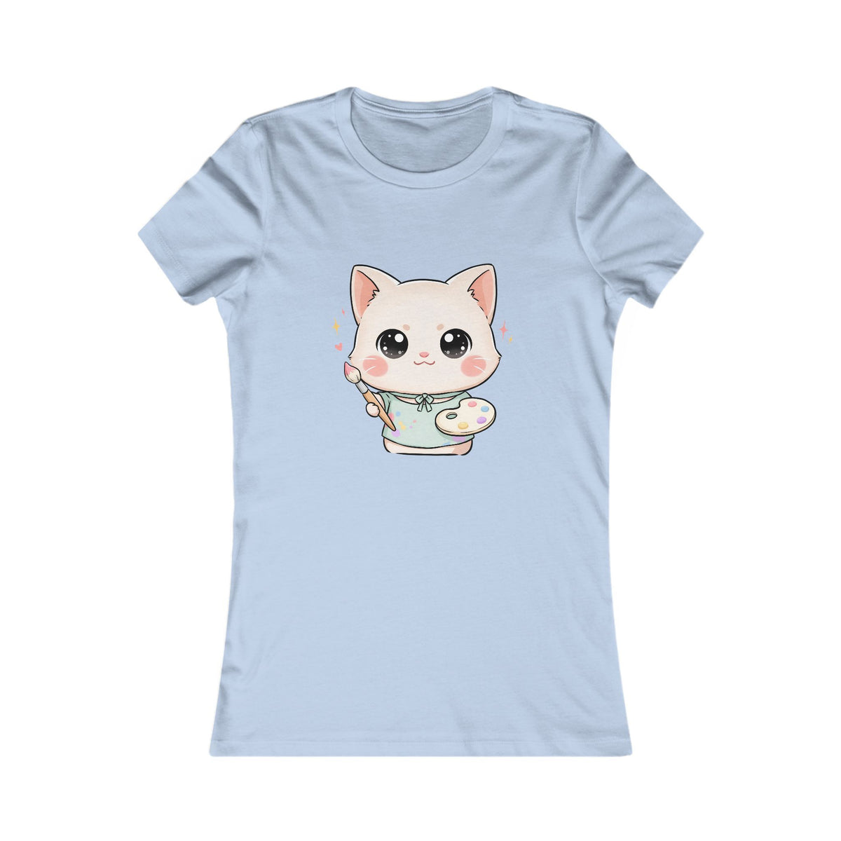 Kawaii Artist Cat T-Shirt for Cat Lovers and Creative Gifts