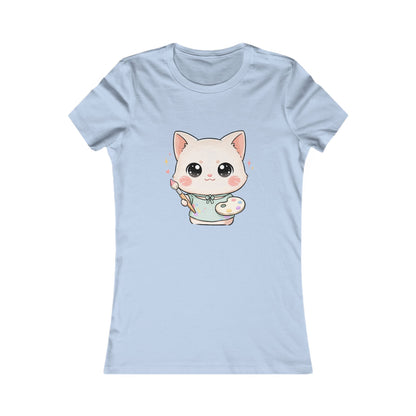Kawaii Artist Cat T-Shirt for Cat Lovers and Creative Gifts