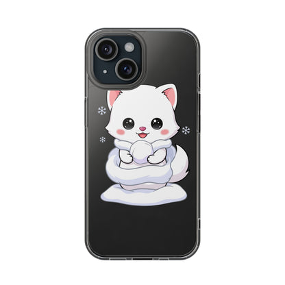 Kawaii Arctic Fox Phone Case, Cute Snow Day Gift