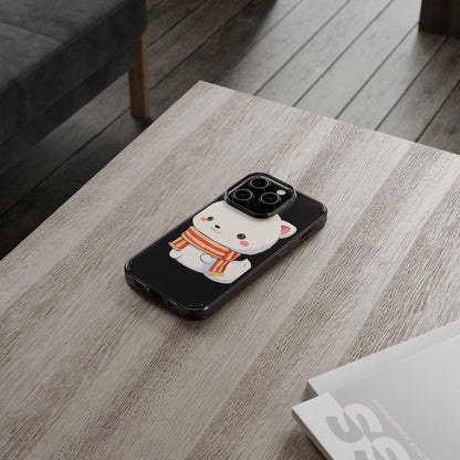 Kawaii Arctic Fox Phone Case, Cozy Christmas Scarf