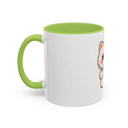 Kawaii Cat Coffee Mug, Cute Latte Accent Mug