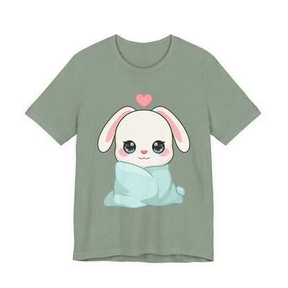 Cozy Bunny T-Shirt, Kawaii Blanket Bunny Tee