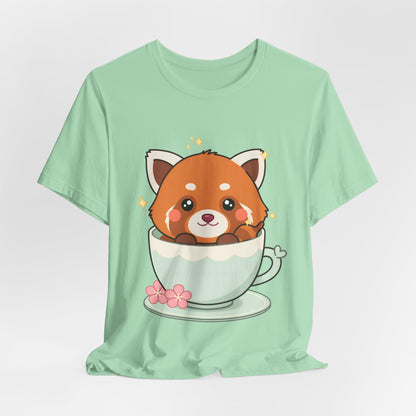 Kawaii Red Panda T-Shirt, Cute Tea Lover Gift