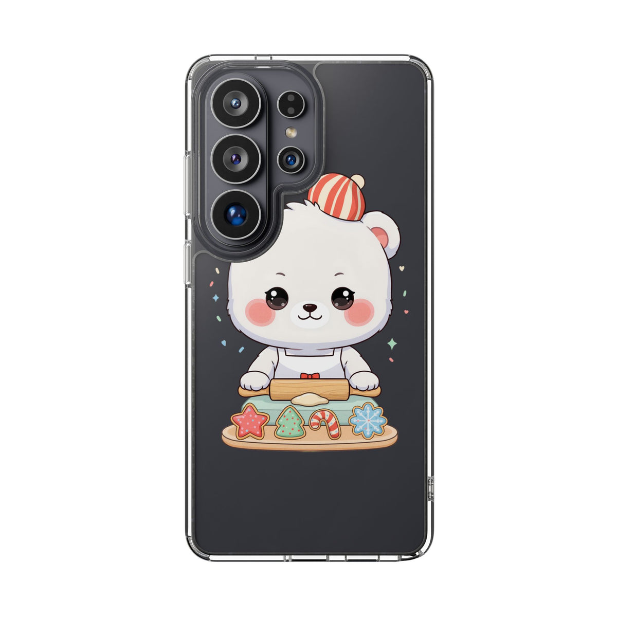 Christmas Bear Cookie Baking Clear Phone Case
