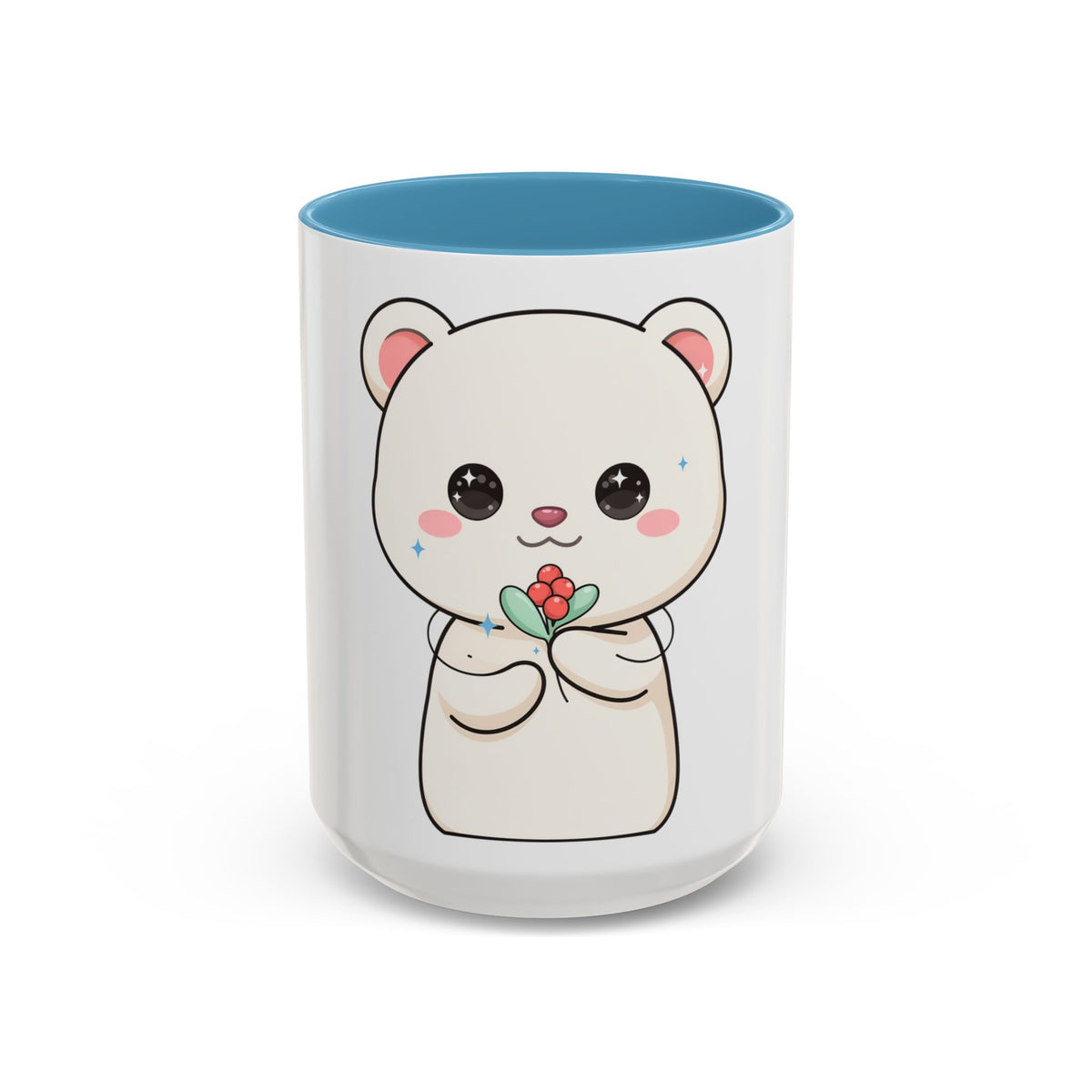 Kawaii Polar Bear Christmas Mug with Mistletoe