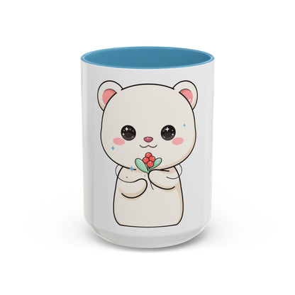 Kawaii Polar Bear Christmas Mug with Mistletoe