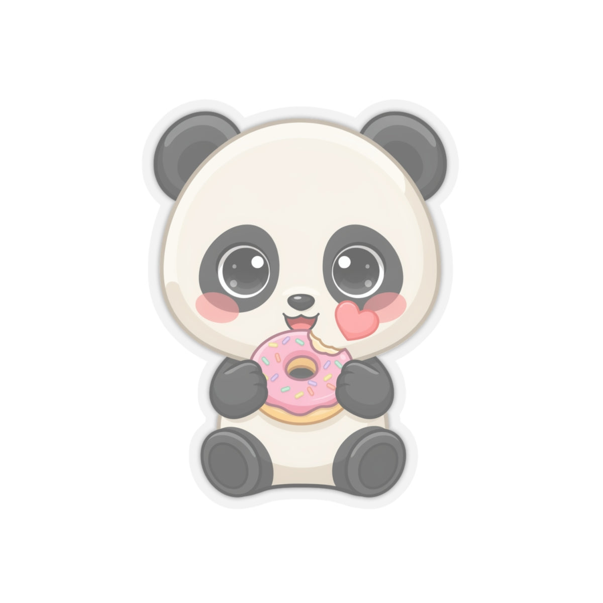 Kawaii Panda Sticker, Cute Donut Lover Vinyl Decal