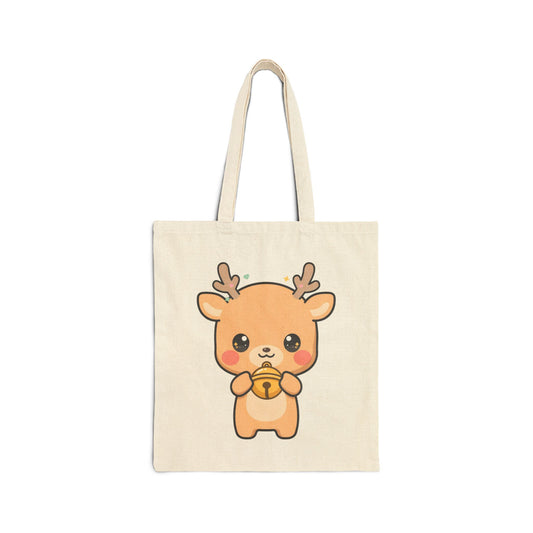 Kawaii Reindeer Christmas Tote Bag, Cute Holiday Gift