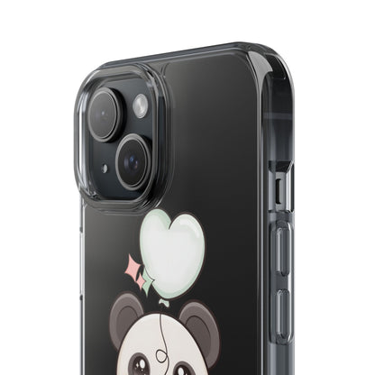 Kawaii Panda Clear Phone Case with Balloon
