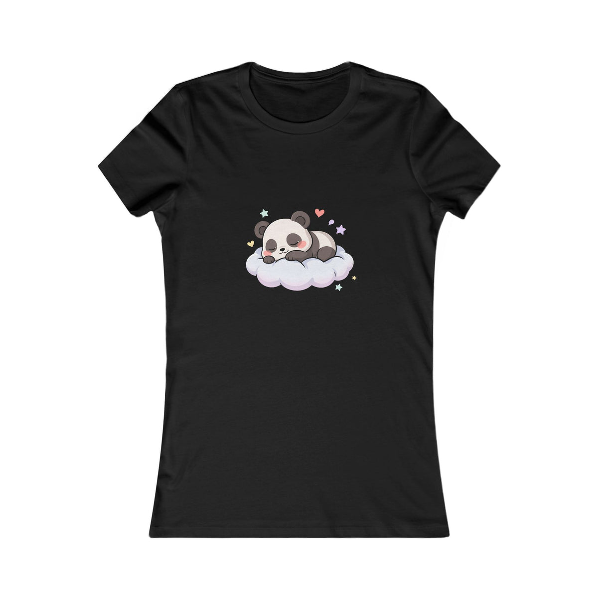 Kawaii Panda Women's Tee, Sleeping Panda on a Cloud