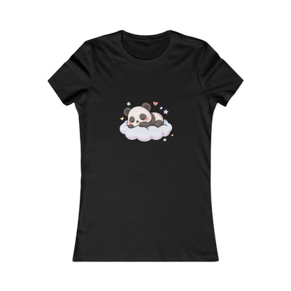 Kawaii Panda Women's Tee, Sleeping Panda on a Cloud