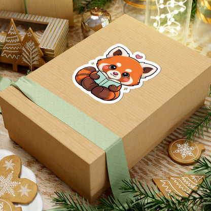 Reading Red Panda Kiss-Cut Sticker for Book Lovers