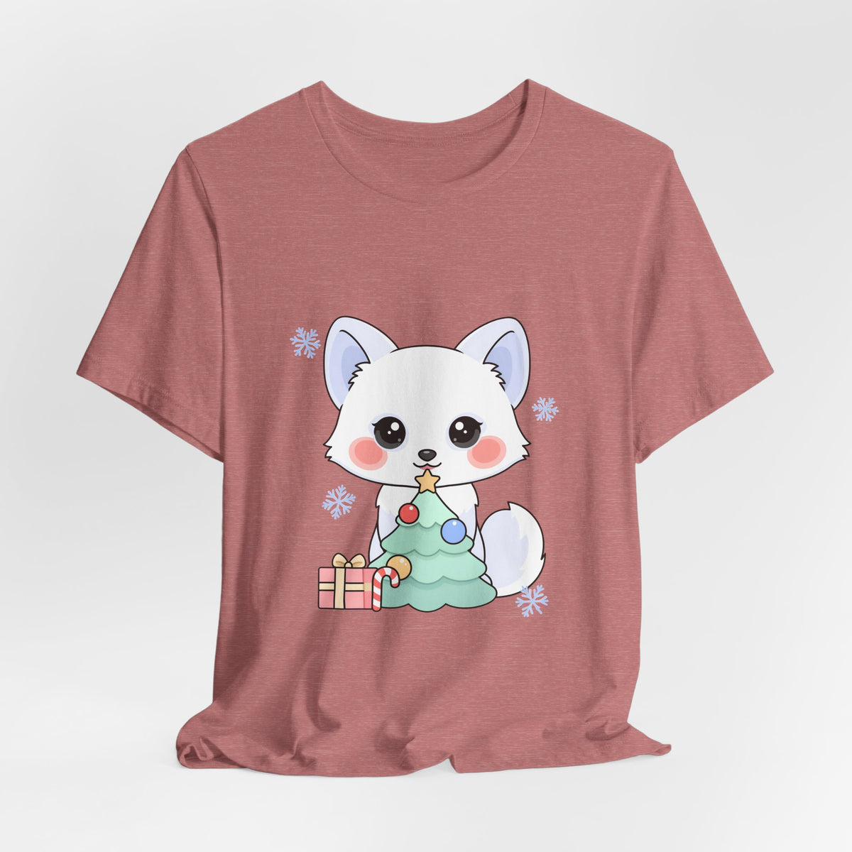 Kawaii Christmas Fox T-Shirt for Cozy Holiday Decorating