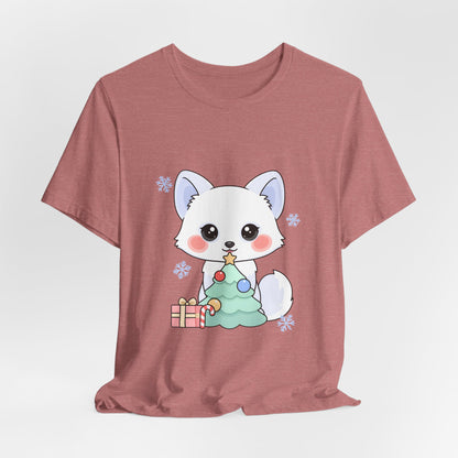 Kawaii Christmas Fox T-Shirt for Cozy Holiday Decorating