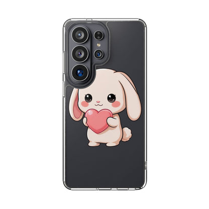 Kawaii Bunny Clear Phone Case with Heart