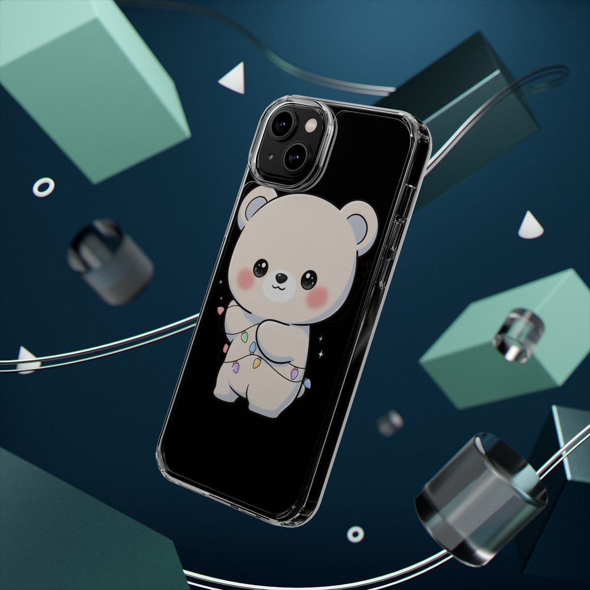 Kawaii Polar Bear Phone Case with Fairy Lights