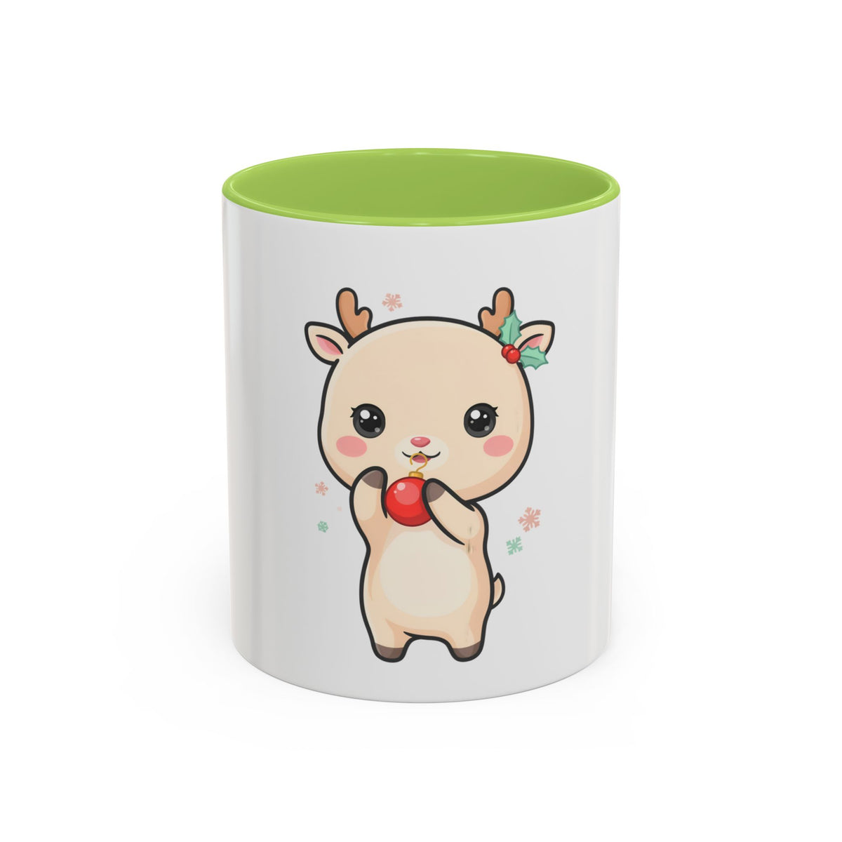 Kawaii Reindeer Christmas Accent Coffee Mug