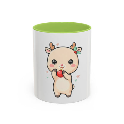 Kawaii Reindeer Christmas Accent Coffee Mug