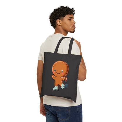 Gingerbread Man Tote Bag, Cute Ice Skating Christmas Gift