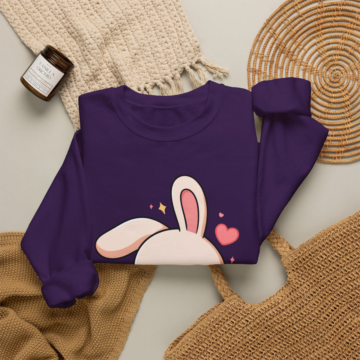 Kawaii Bunny Skateboard Sweatshirt, Cute Chibi Rabbit