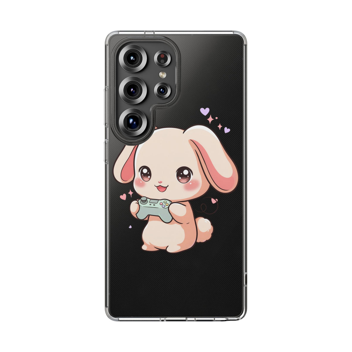 Kawaii Bunny Gamer Clear Impact-Resistant Phone Case