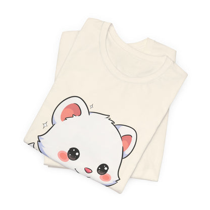 Kawaii Arctic Fox Sledding T-Shirt, Cute Unisex Tee