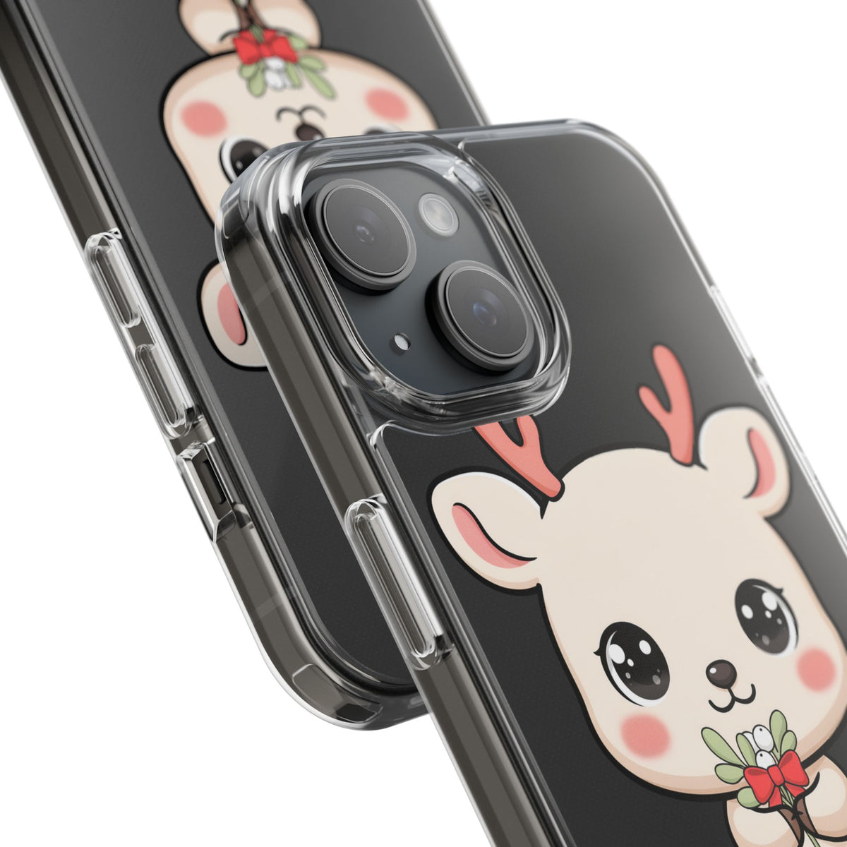 Kawaii Christmas Reindeer Clear Phone Case Gift