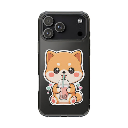 Kawaii Shiba Inu Phone Case for Bubble Tea Lovers