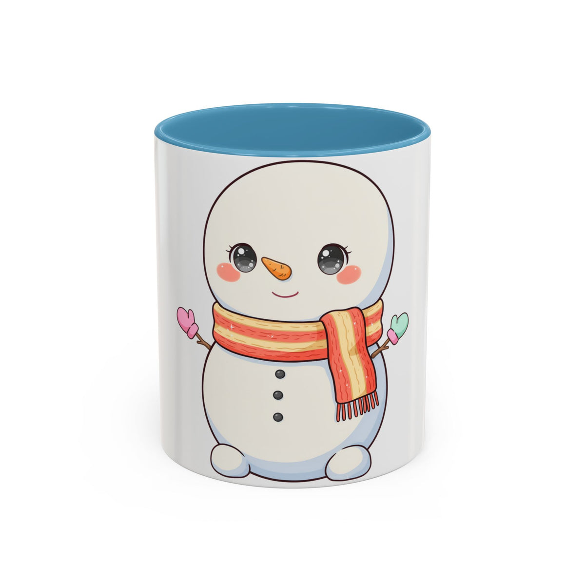 Kawaii Snowman Christmas Mug, Cute Holiday Accent Coffee Mug