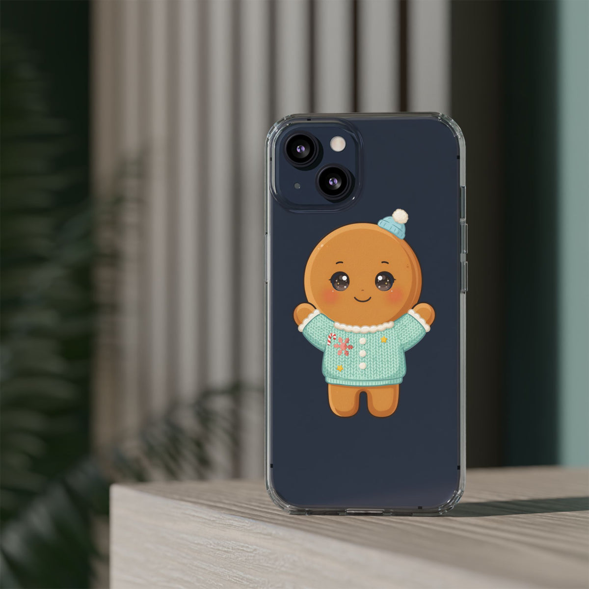 Kawaii Gingerbread Phone Case, Cute Christmas Sweater Cookie