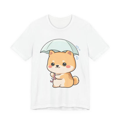 Kawaii Shiba Inu Umbrella T-Shirt for Rainy Day Fans