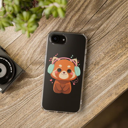 Red Panda Phone Case, Kawaii Music Lover Clear Case