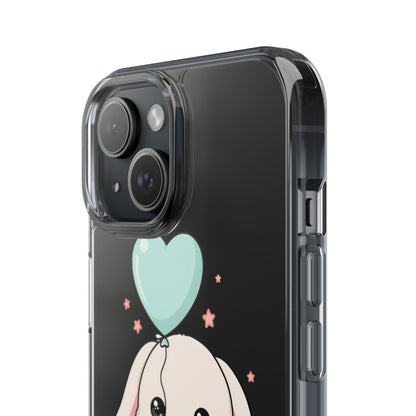 Kawaii Bunny Phone Case with Balloon, Clear Impact-Resistant