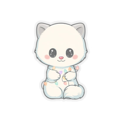 Kawaii Arctic Fox Sticker with Fairy Lights