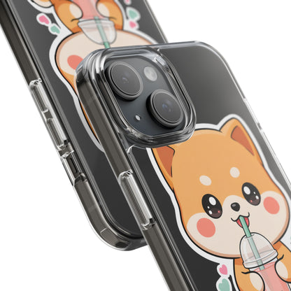 Kawaii Shiba Inu Phone Case for Bubble Tea Lovers