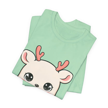 Kawaii Reindeer Christmas T-Shirt for Holiday Cheer