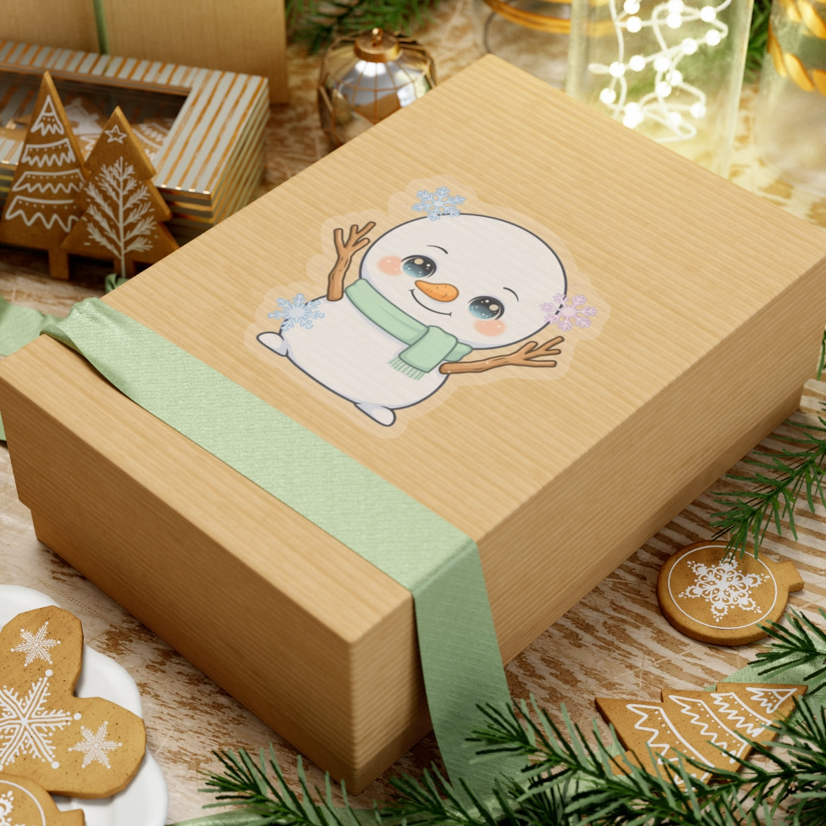 Kawaii Snowman Kiss-Cut Sticker for Winter Cheer