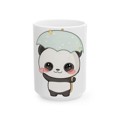 Kawaii Panda Mug with Umbrella | Cute Ceramic Coffee Mug