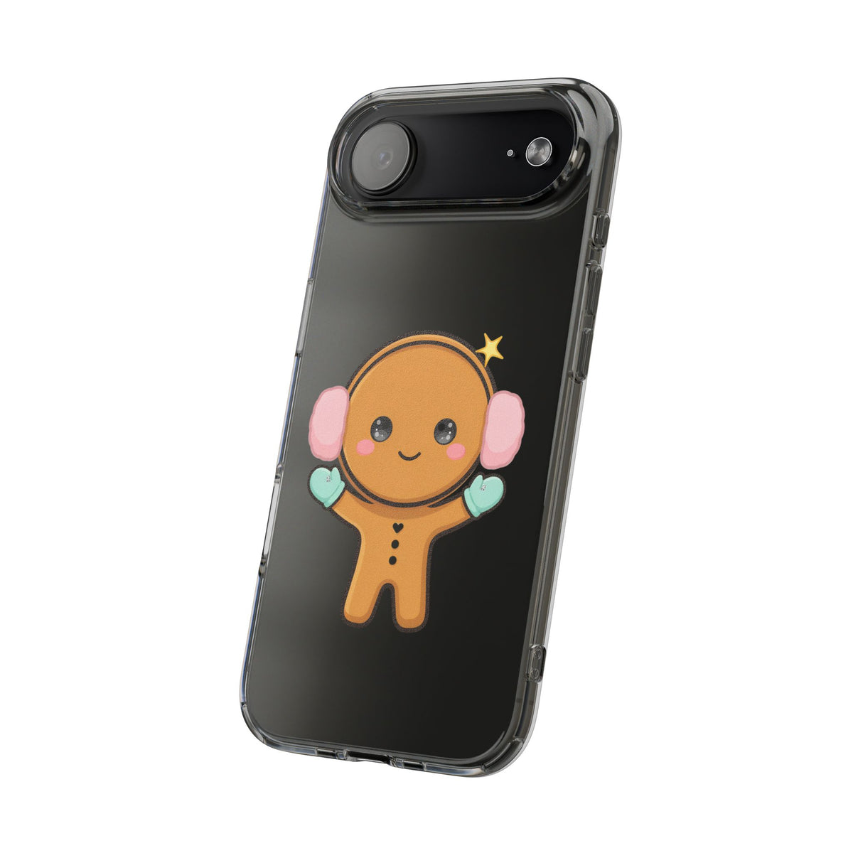 Kawaii Gingerbread Phone Case, Cute Winter Character