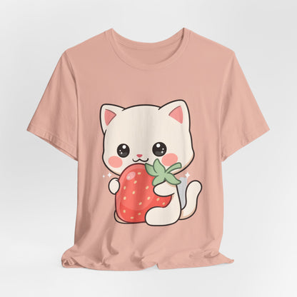 Kawaii Cat Strawberry T-Shirt, Cute Cat Lover Gift