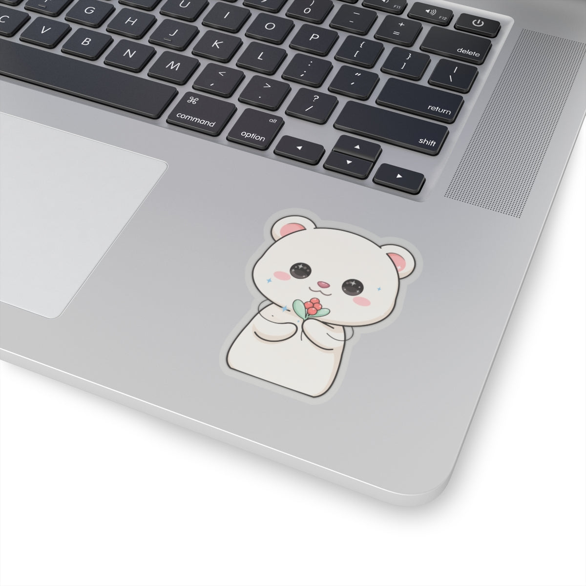 Kawaii Christmas Polar Bear Sticker with Mistletoe